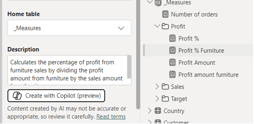 Copilot in Power BI test 7