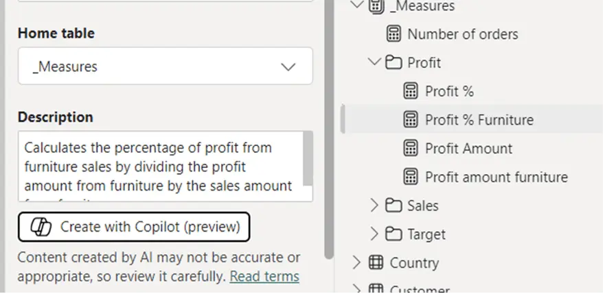 Copilot in Power BI test 7